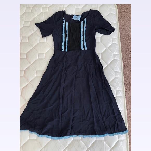 Prada Silk Dress Navy Short Sleeve Womens IT38 New Without Tag